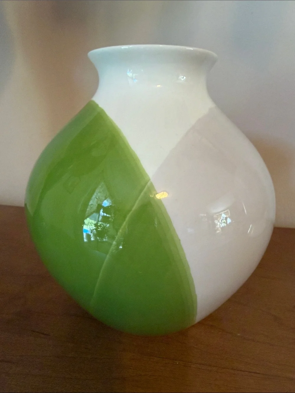 Crate & Barrel Tri-Color Block Ceramic Decorative Vase